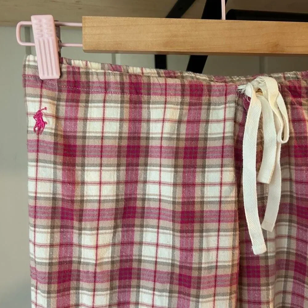 Ralph Lauren cotton pink and cream plaid pajama pants